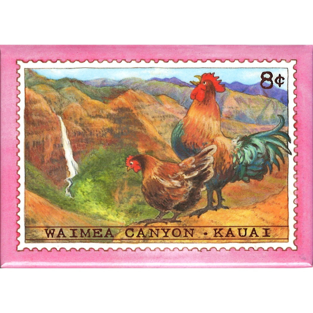 Hen & Rooster/Waimea Canyon 8 Cent Stamp Magnet