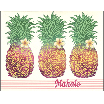 Set of 4 Mahalo Cards - Pineapple Trio