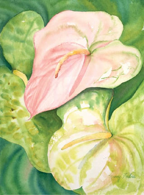 Pink Anthuriums I Nancy Forbes