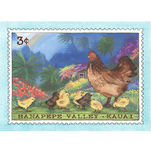 Hanapepe Valley Chicken Stamp Note Card